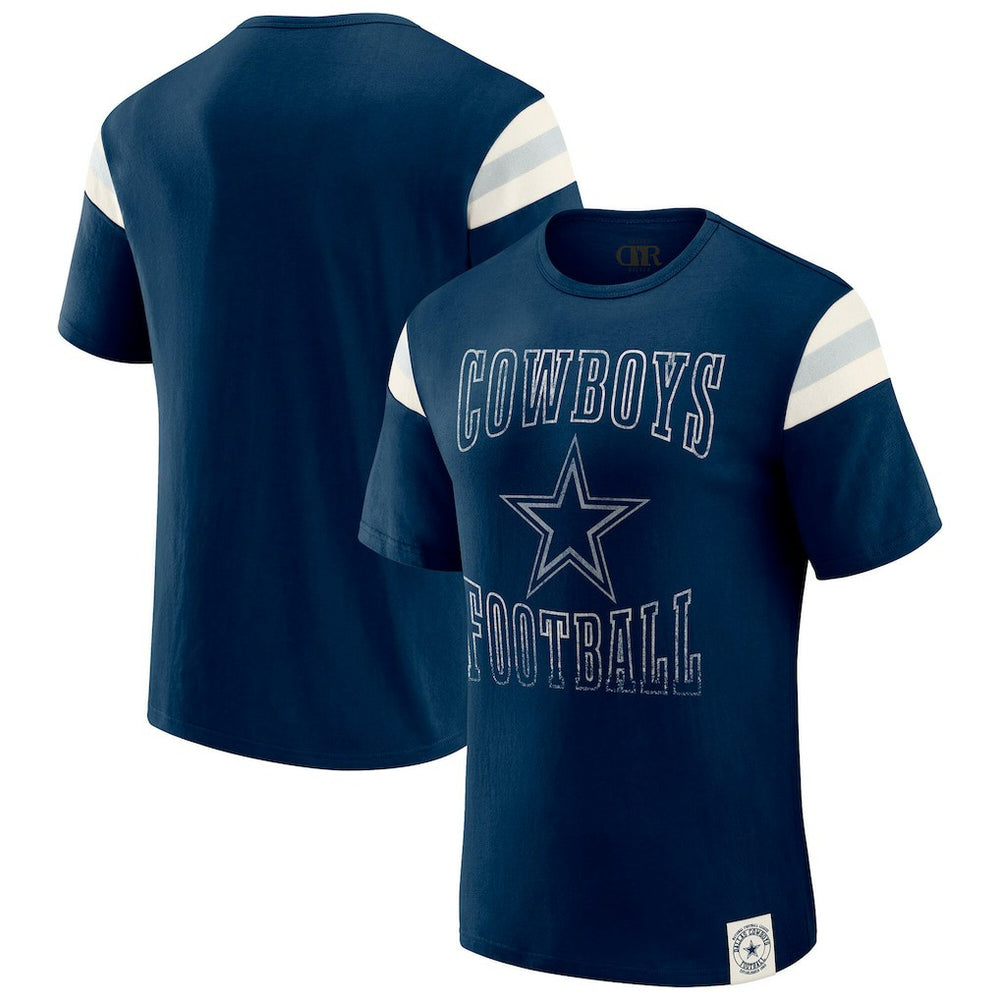 Darius Rucker Collection Distressed Throwback Shoulder Stripe T-Shirt - Dallas Cowboys