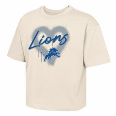 Outerstuff Girl's Youth Spray Heart Boxy T-Shirt - Detroit Lions