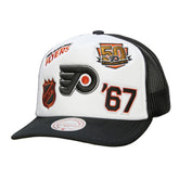 NHL White/Black Philadelphia Flyers Mitchell & Ness Gridlock Trucker Adjustable Hat