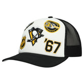 NHL White/Black Pittsburgh Penguins Mitchell & Ness Gridlock Trucker Adjustable Hat