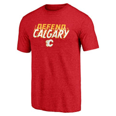 NHL Red Calgary Flames Shoot to Score Tri-Blend T-Shirt
