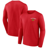 NHL Red Chicago Blackhawks Team Lockup Long Sleeve T-Shirt