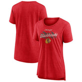 NHL Red Chicago Blackhawks Women's Hit the Ice Tri-Blend T-Shirt
