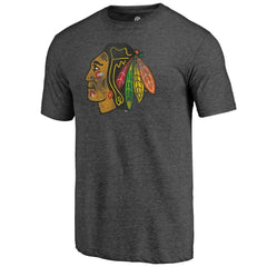 NHL Charcoal Chicago Blackhawks Distressed Tri-Blend T-Shirt