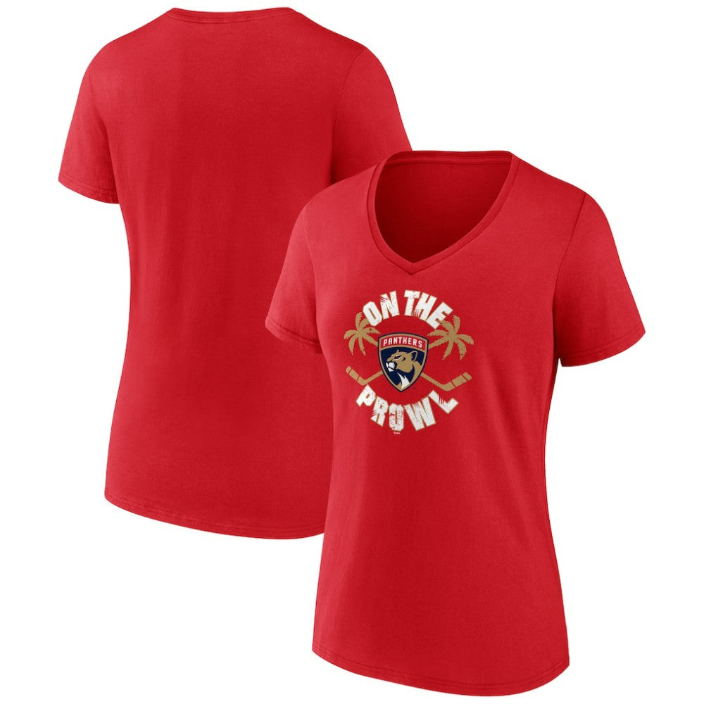 NHL Red Florida Panthers Women's Active Edge V-Neck T-Shirt