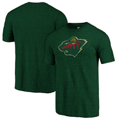 NHL Green Minnesota Wild Distressed Logo Tri-Blend T-Shirt