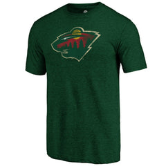 NHL Green Minnesota Wild Distressed Logo Tri-Blend T-Shirt
