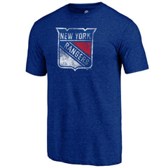 NHL Blue New York Rangers Distressed Logo Tri-Blend T-Shirt