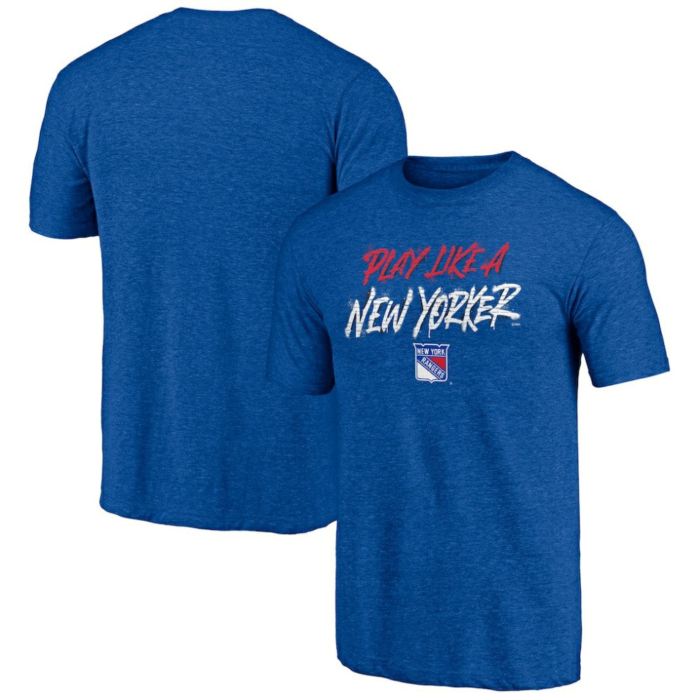 NHL Blue New York Rangers Shoot to Score Tri-Blend T-Shirt