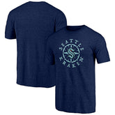 NHL Deep Sea Blue Seattle Kraken Shoot to Score Tri-Blend T-Shirt