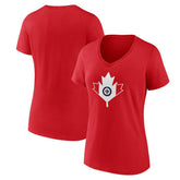 NHL Red Winnipeg Jets Women's Canada Day V-Neck T-Shirt