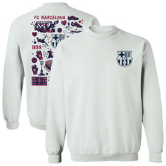 Barcelona Vive La Fete Women's Impressions Artwork Pullover Sweatshirt - White