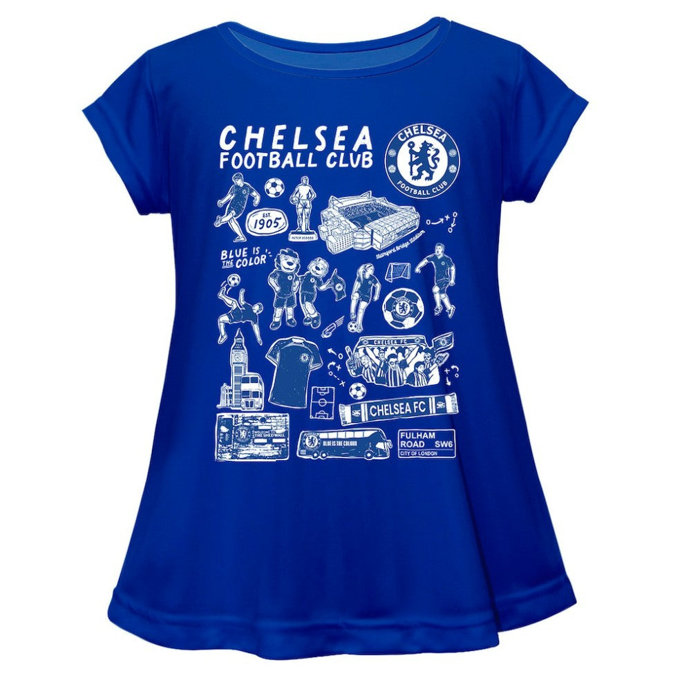 Chelsea Vive La Fete Girls Youth Impressions Artwork A-Line Top - Blue