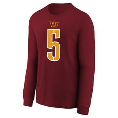 Jayden Daniels Youth Player Name & Number Long Sleeve T-Shirt - Washington Commanders