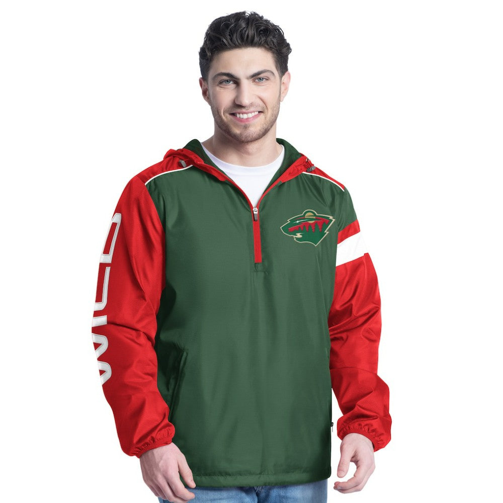 NHL Green/Red Minnesota Wild G-III Sports by Carl Banks Lateral Half-Zip Hoodie Jacket