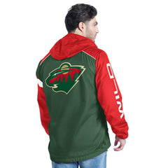NHL Green/Red Minnesota Wild G-III Sports by Carl Banks Lateral Half-Zip Hoodie Jacket