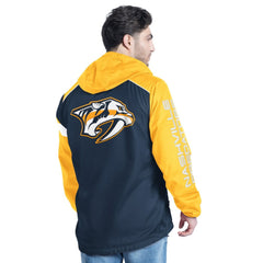 NHL Navy/Gold Nashville Predators G-III Sports by Carl Banks Lateral Half-Zip Hoodie Jacket