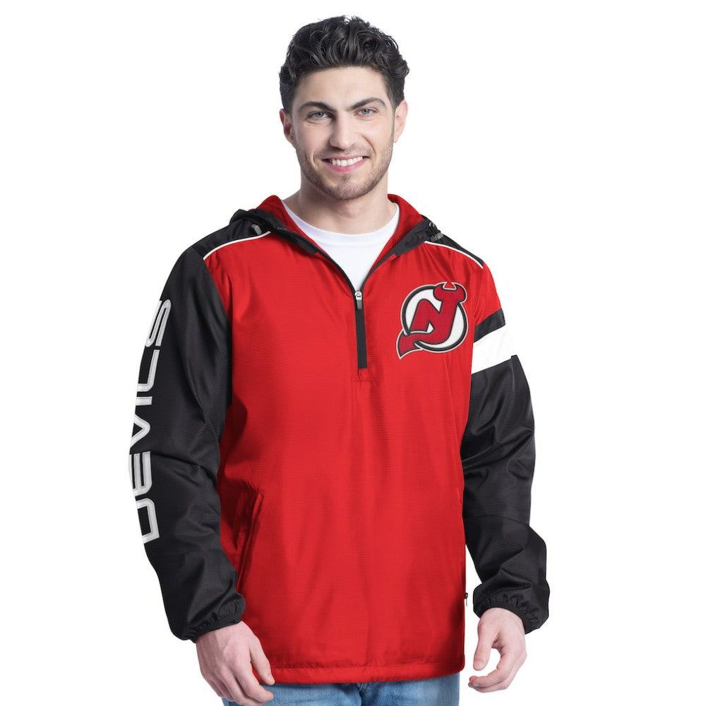 NHL Red/Black New Jersey Devils G-III Sports by Carl Banks Lateral Half-Zip Hoodie Jacket