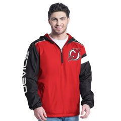 NHL Red/Black New Jersey Devils G-III Sports by Carl Banks Lateral Half-Zip Hoodie Jacket