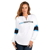 NHL White Utah Mammoth G-III 4Her by Carl Banks Women's Goal Zone Long Sleeve Lace-Up Hoodie T-Shirt