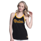 NHL Black Boston Bruins G-III 4Her by Carl Banks Women's Curveball Racerback Scoop Neck Slub Tank Top