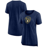 MLB Milwaukee Brewers Women's Weathered Official Logo Tri-Blend T-Shirt