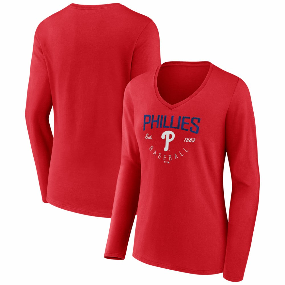 MLB Philadelphia Phillies Women's Live For It Long Sleeve V-Neck T-Shirt