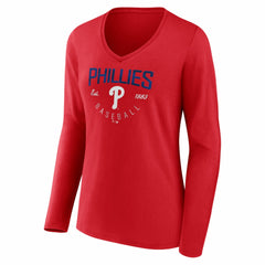MLB Philadelphia Phillies Women's Live For It Long Sleeve V-Neck T-Shirt