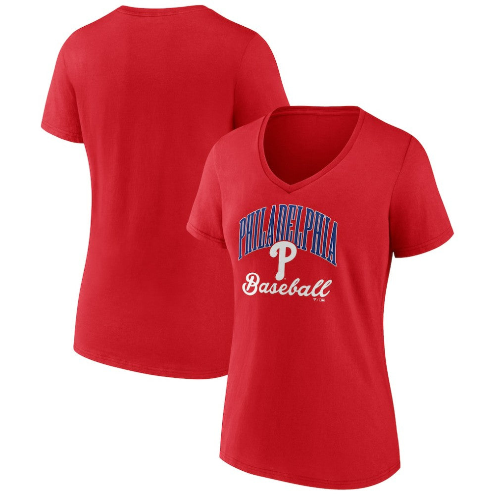 MLB Philadelphia Phillies Women's Victory Script V-Neck T-Shirt