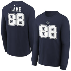 CeeDee Lamb Youth Player Name & Number Long Sleeve T-Shirt - Dallas Cowboys