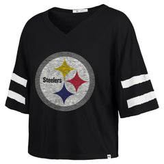 '47 Women's Premier Scout Cropped V-Neck T-Shirt - Pittsburgh Steelers