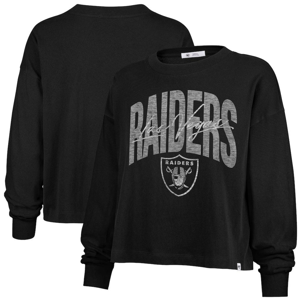 '47 Women's Muse Sydney Long Sleeve Cropped T-Shirt - Las Vegas Raiders