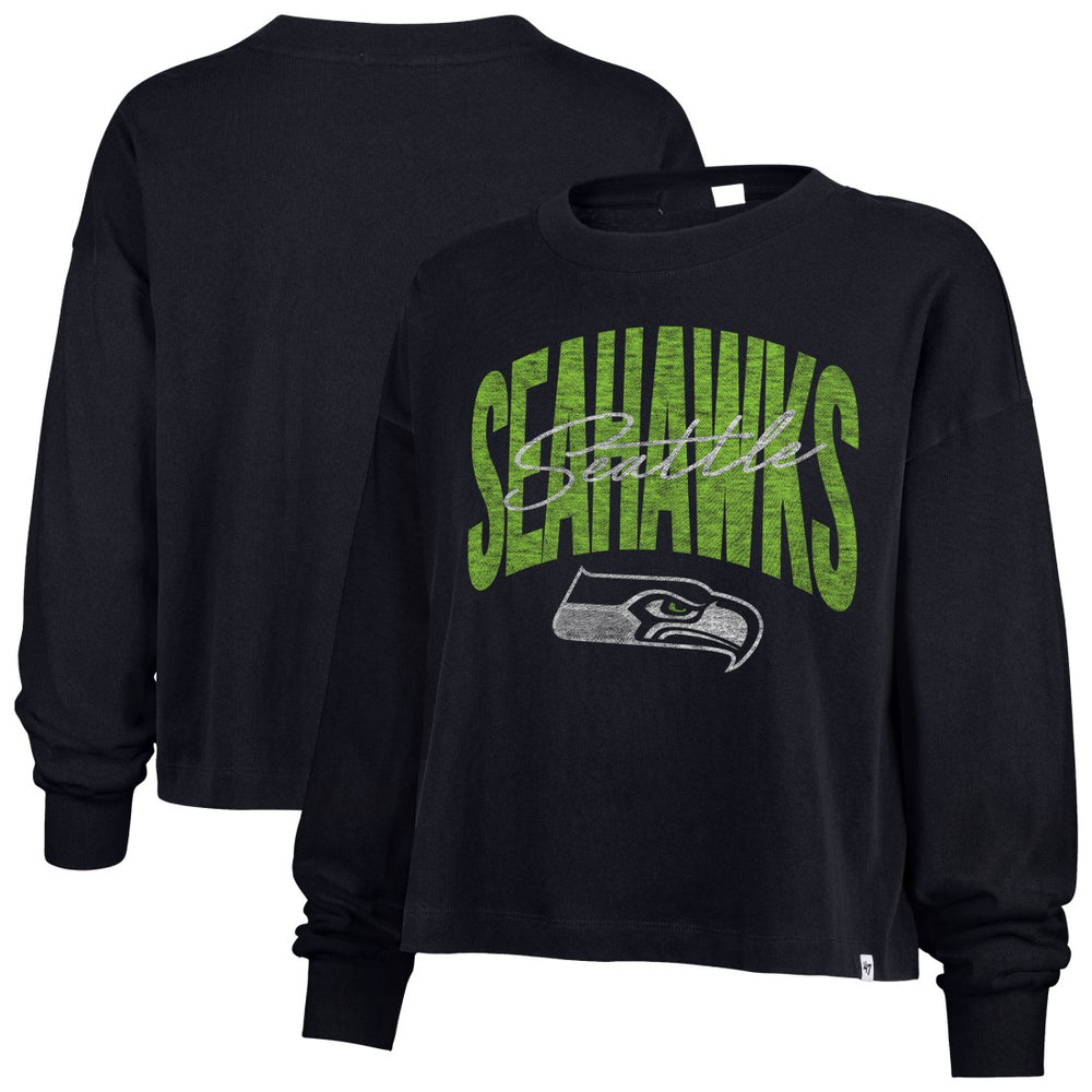 '47 Women's Muse Sydney Long Sleeve Cropped T-Shirt - Seattle Seahawks