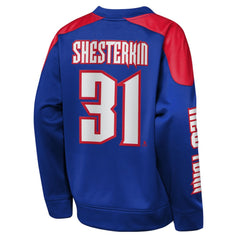 NHL Blue Igor Shesterkin New York Rangers Outerstuff Youth Best Defense Name & Number Crewneck Sweatshirt