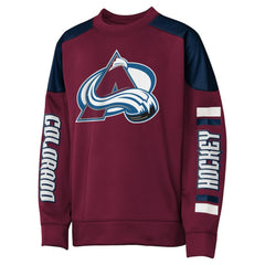 NHL Burgundy Nathan MacKinnon Colorado Avalanche Outerstuff Youth Best Defense Name & Number Crewneck Sweatshirt