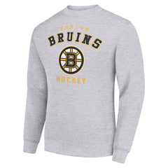NHL Heather Gray Boston Bruins Men's Starter Team Logo Fleece Pullover Sweatshirt