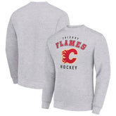 NHL Heather Gray Calgary Flames Men's Starter Team Logo Fleece Pullover Sweatshirt