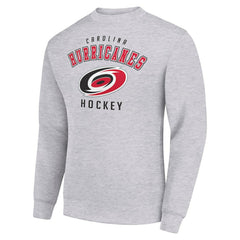 NHL Heather Gray Carolina Hurricanes Men's Starter Team Logo Fleece Pullover Sweatshirt