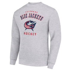NHL Heather Gray Columbus Blue Jackets Men's Starter Team Logo Fleece Pullover Sweatshirt