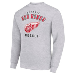 NHL Heather Gray Detroit Red Wings Men's Starter Team Logo Fleece Pullover Sweatshirt