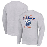 NHL Heather Gray Edmonton Oilers Men's Starter Team Logo Fleece Pullover Sweatshirt