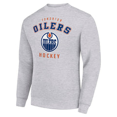 NHL Heather Gray Edmonton Oilers Men's Starter Team Logo Fleece Pullover Sweatshirt