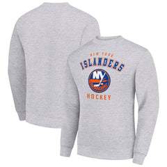 NHL Heather Gray New York Islanders Men's Starter Team Logo Fleece Pullover Sweatshirt