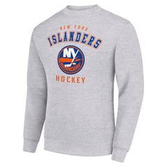 NHL Heather Gray New York Islanders Men's Starter Team Logo Fleece Pullover Sweatshirt