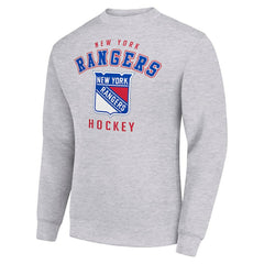 NHL Heather Gray New York Rangers Men's Starter Team Logo Fleece Pullover Sweatshirt