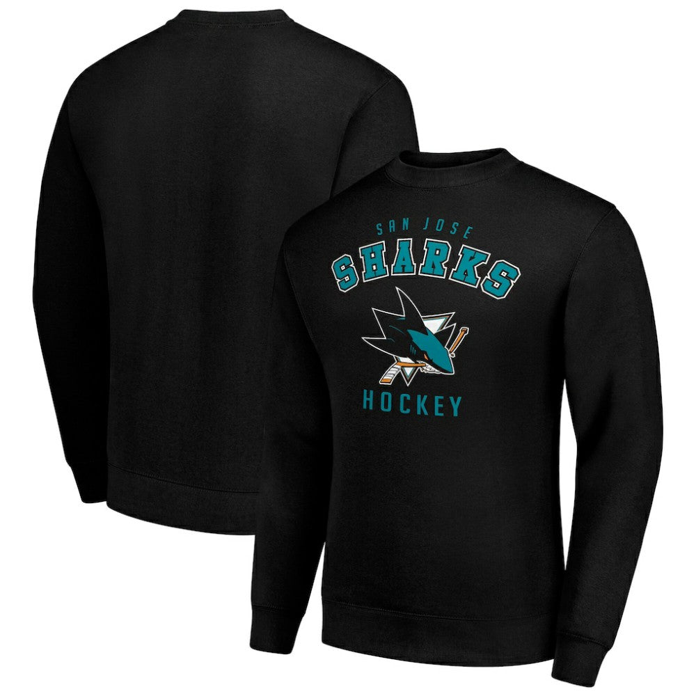 NHL Black San Jose Sharks Men's Starter Team Logo Fleece Pullover Sweatshirt