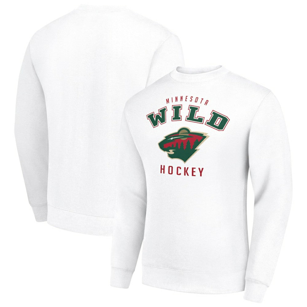 NHL White Minnesota Wild Men's Starter Team Logo Fleece Pullover Sweatshirt