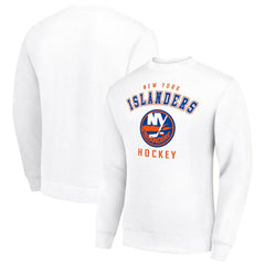NHL White New York Islanders Men's Starter Team Logo Fleece Pullover Sweatshirt