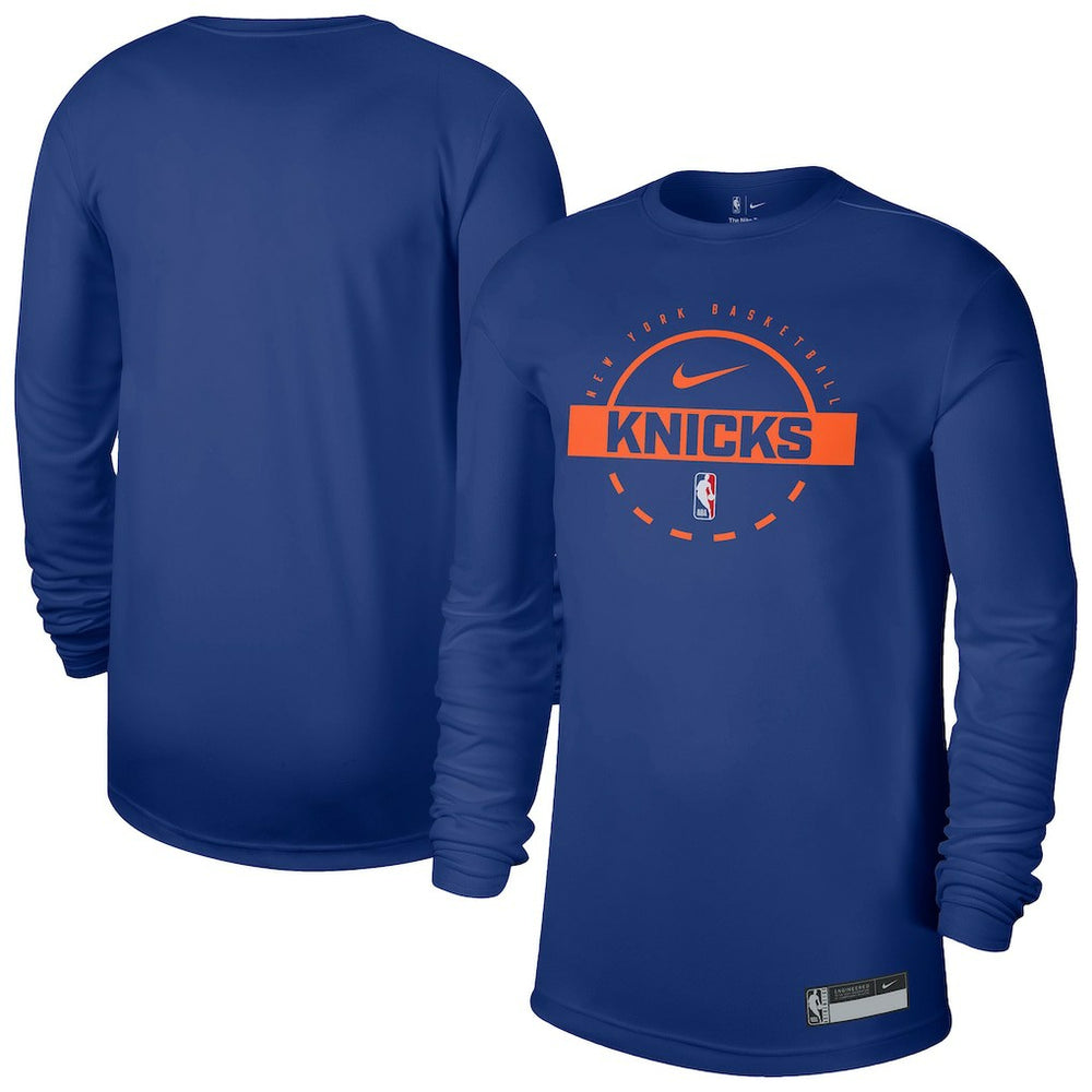 NBA New York Knicks 2025/26 On-Court Flare Dri-FIT Practice Long Sleeve Tri-Blend T-Shirt
