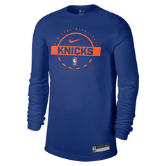NBA New York Knicks 2025/26 On-Court Flare Dri-FIT Practice Long Sleeve Tri-Blend T-Shirt